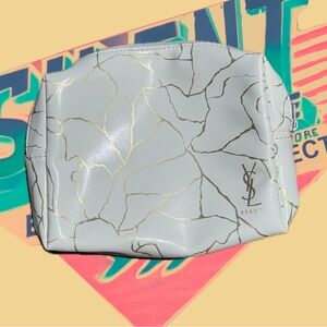 Yves Saint Laurent White and Gold Cosmetic Bag